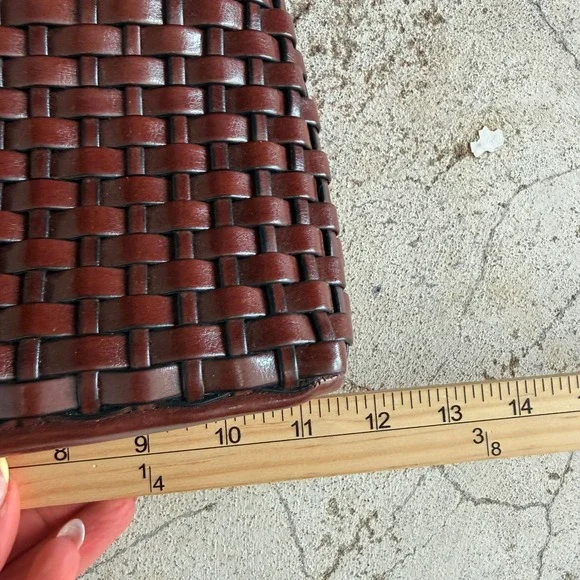 Vtg 90s Woven Shoulder Bag Baguette Purse Minimalist Nine West Faux Leather - Picture 7 of 9